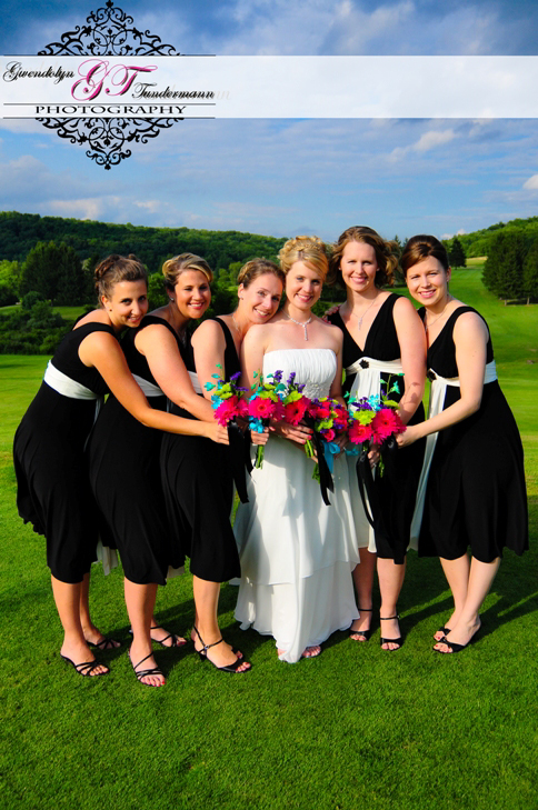 The bride and bridesmaids after the wedding at Mannitto Golf Club